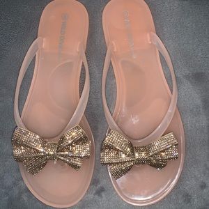 Sparkle Bow Jelly Sandals